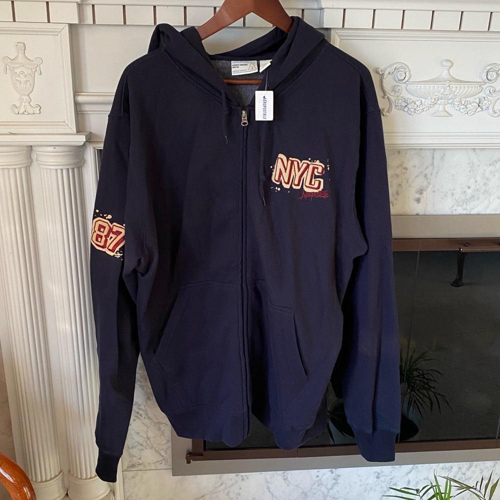 NWT vintage Aeropostale zip up hoodie sweatshirt navy blue nyc 90s rare y2k